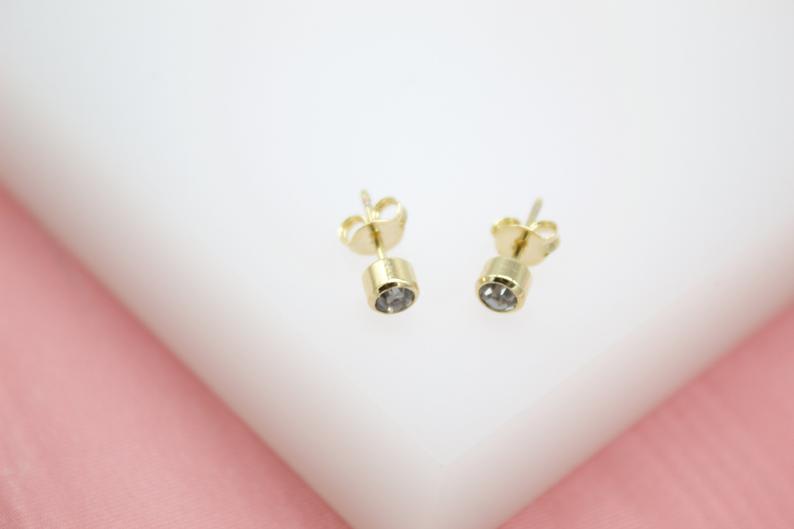 18K Gold Filled Stud Earrings With CZ Cubic Zirconia Stone