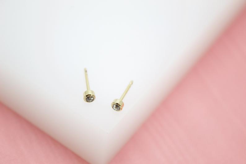 18K Gold Filled Stud Earrings With CZ Cubic Zirconia Stone