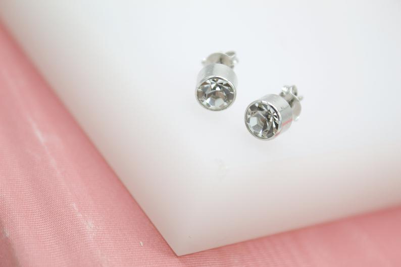 18K Gold Filled Stud Earrings With CZ Cubic Zirconia Stone