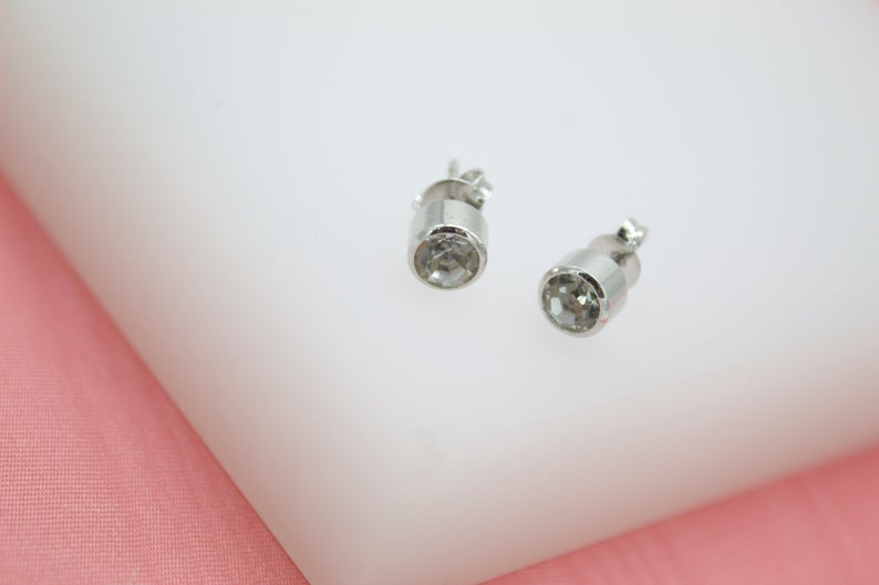 18K Gold Filled Stud Earrings With CZ Cubic Zirconia Stone