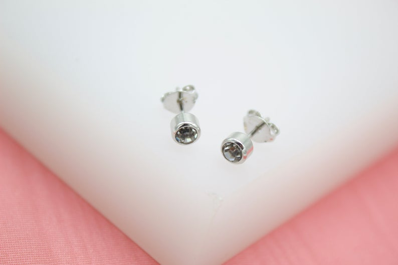 18K Gold Filled Stud Earrings With CZ Cubic Zirconia Stone
