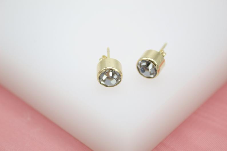 18K Gold Filled Stud Earrings With CZ Cubic Zirconia Stone