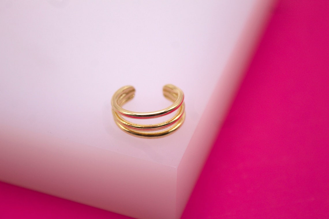 Gold Filled Triple Layer Ear Cuff Earrings (L177)