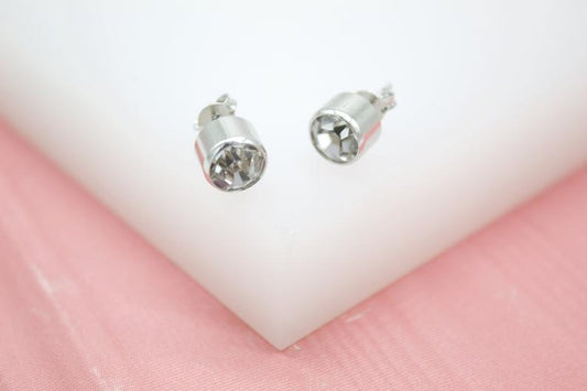 18K Gold Filled Stud Earrings With CZ Cubic Zirconia Stone